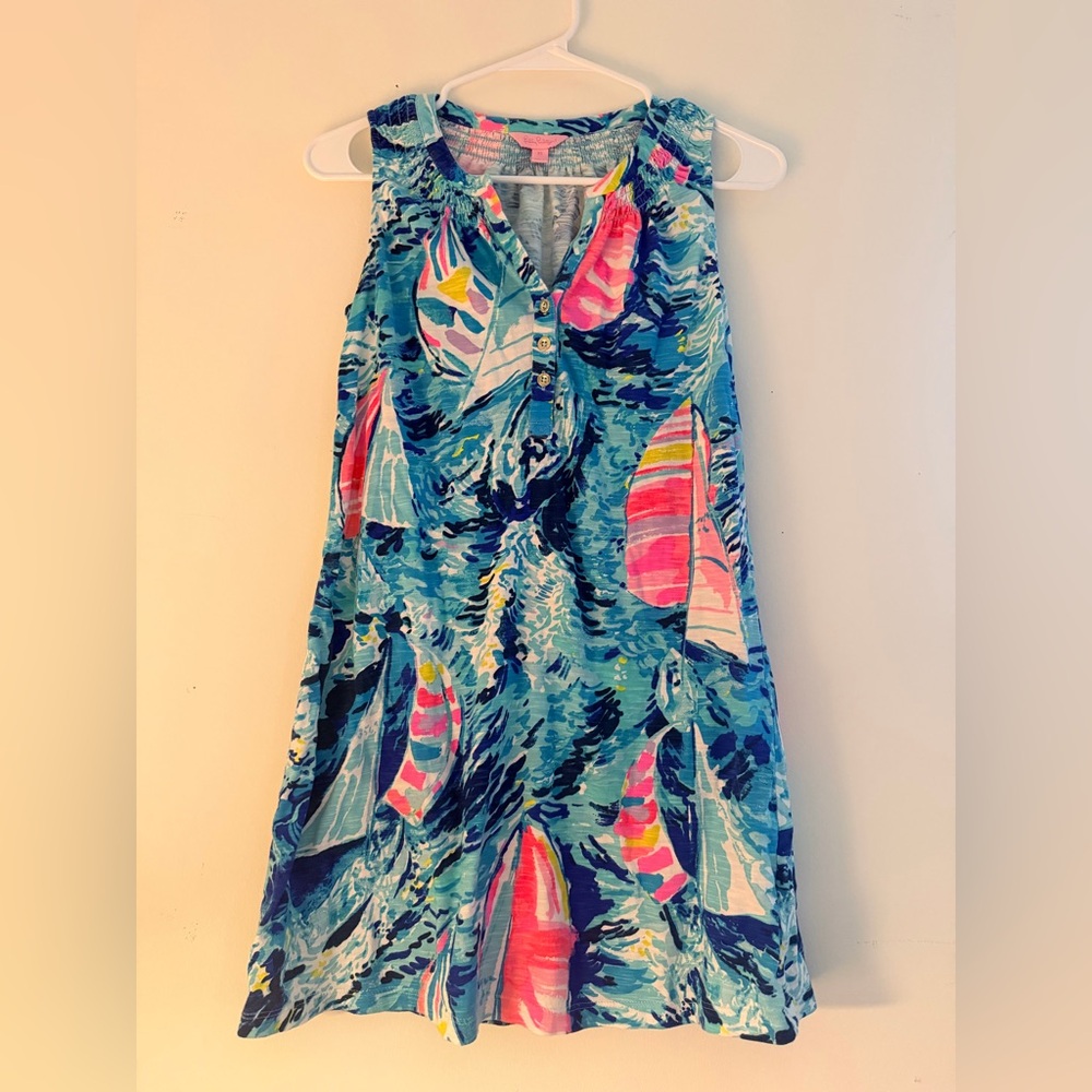 Lilly Pulitzer Aqua Pink Yellow Printed Sundress - Picture 7 of 8